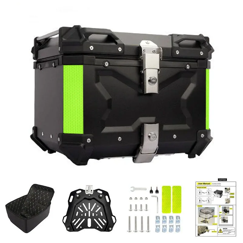 

Universal 45-65L Motorcycle Top Case Storage Box Aluminum Tail Box Trunk Luggage Helmet Carrier Waterproof with Large Capacity