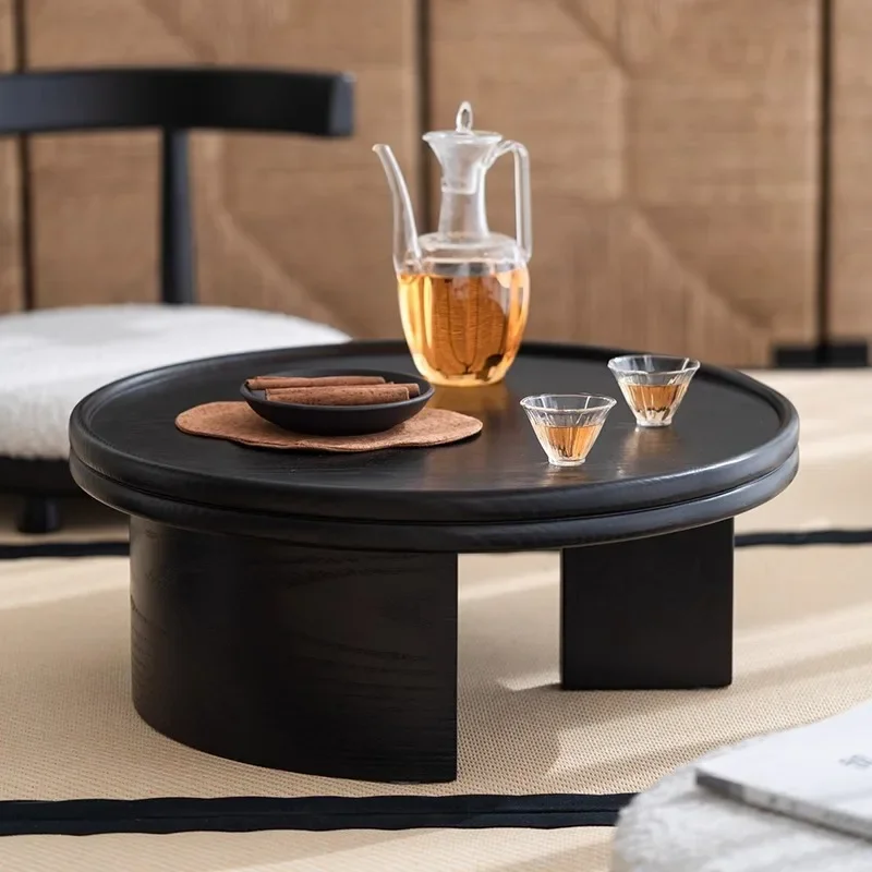 Solid wood antique tatami coffee table seat bay window balcony Chinese low tea table and chair combination