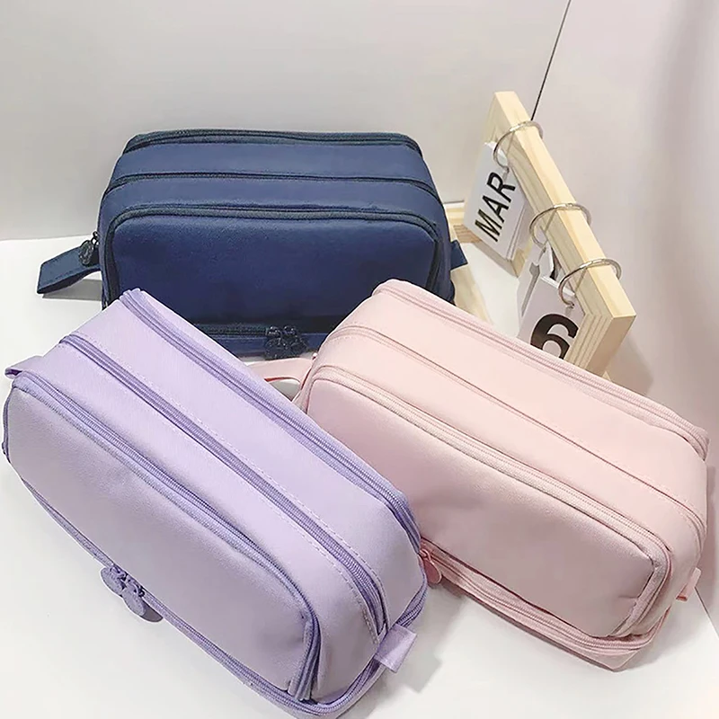 1PC Stationery Organizer Office Supply 4 Partitions Large Pencil Case Pen Bag School Student Pencil Cases Cosmetic Bag