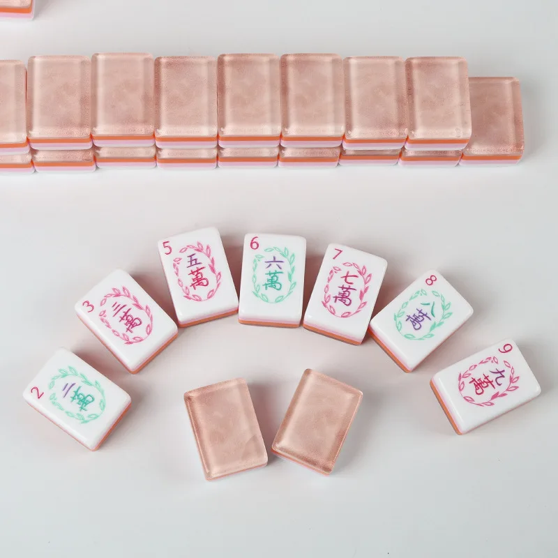 HYS acrylic crystal hand rubbing mahjong four-layer color matching leisure entertainment home travel small mahjong