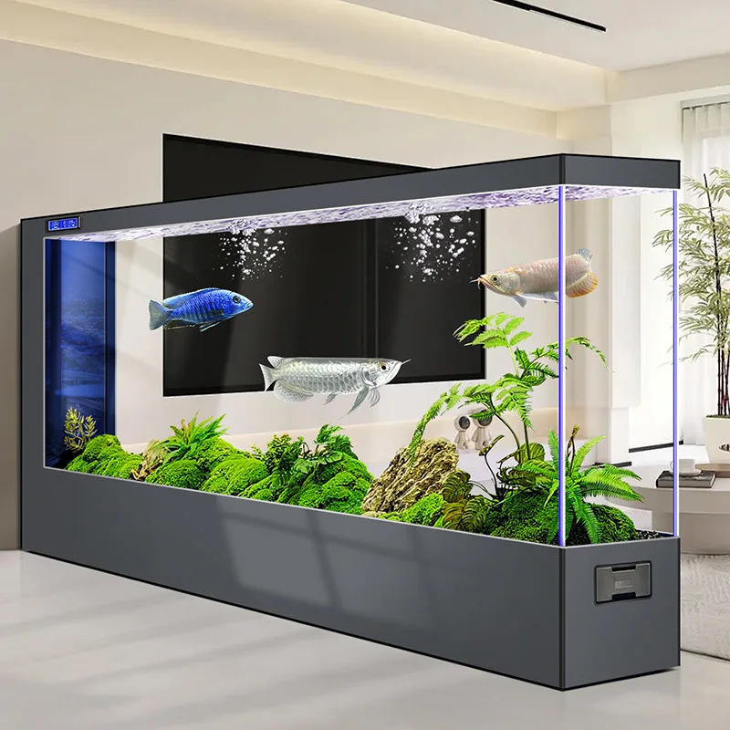 

Glass fish tank living room household new screen partition large wall floor aquarium