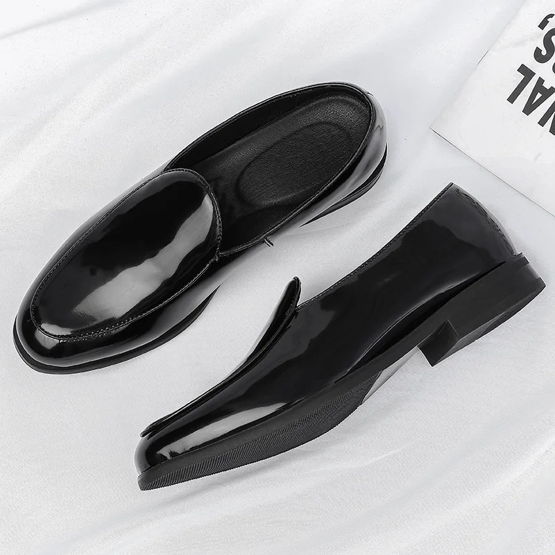 Leather shoes men 2026 Korean version trendy casual one foot lazy loafers breathable British versatile bean shoes