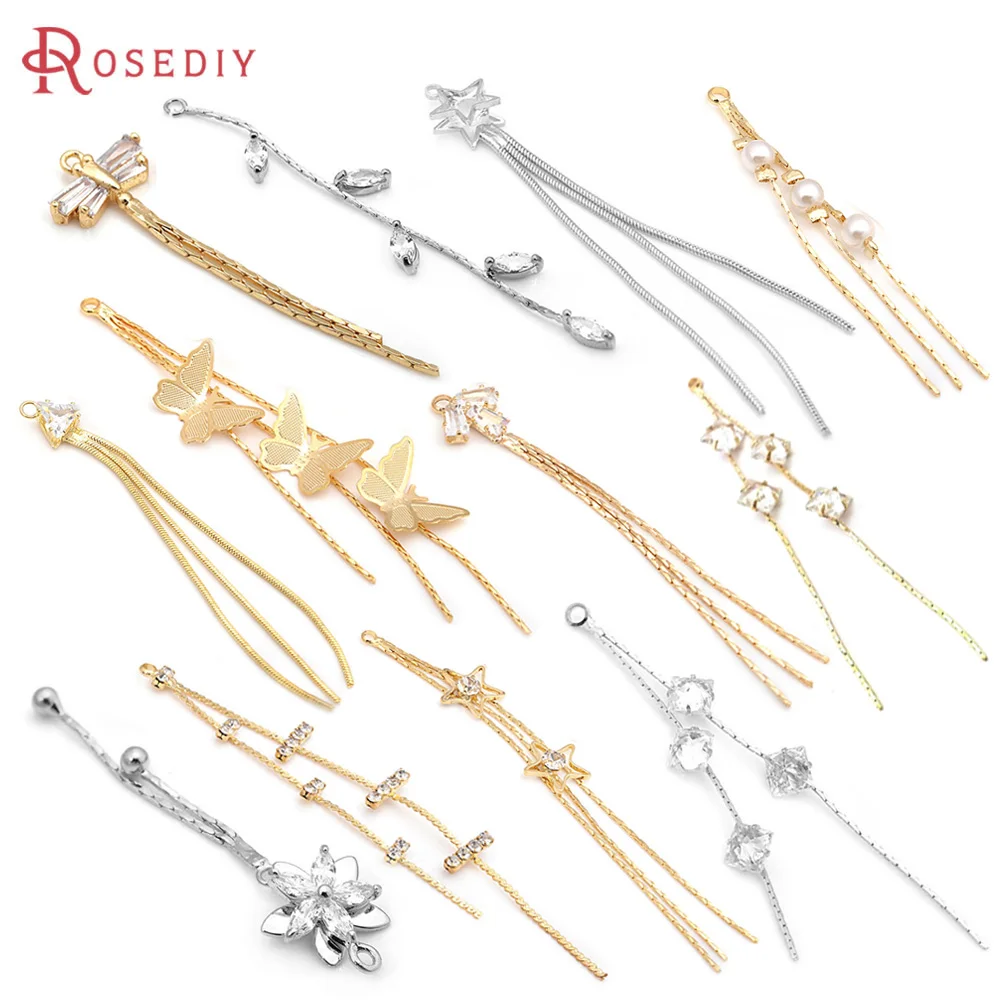 

18K Gold Color Brass Tassel Earrings Connect Charms Pendants Necklace Earrings High Quality Jewelry Diy Accessories