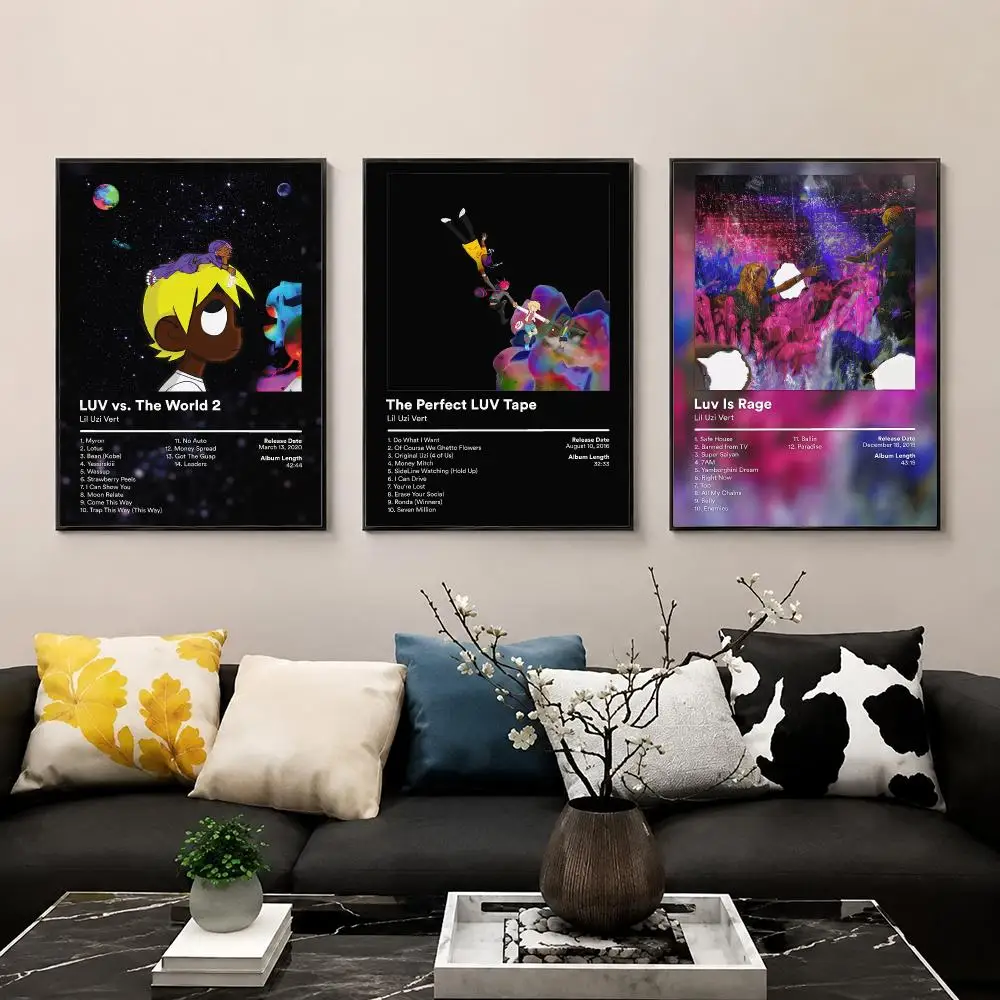 Cool Raper L-Lil U-Uzi V-Vert Album Poster HD Wall Art Print for Bedroom Living Room Office Bar Modern Aesthetic Home Decor