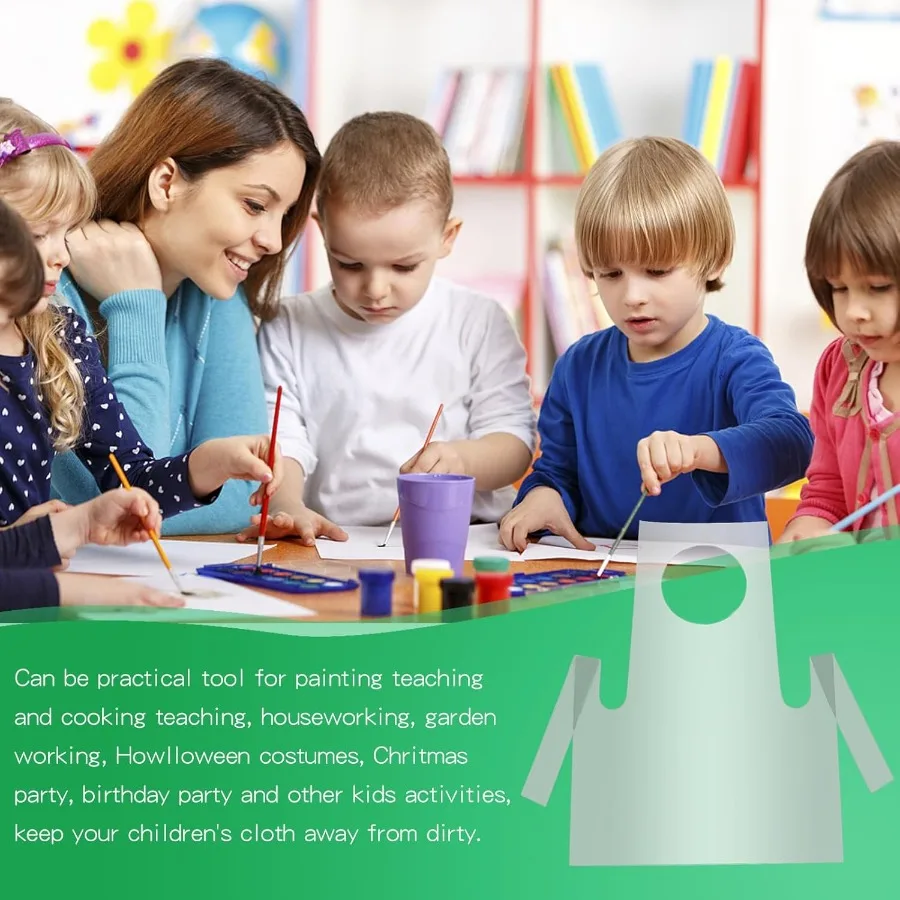 투명 방수 오일프루프 작업복용 일회용 플라스틱 앞치마 30개 유아의 미술 활동 요리 연습에 적합