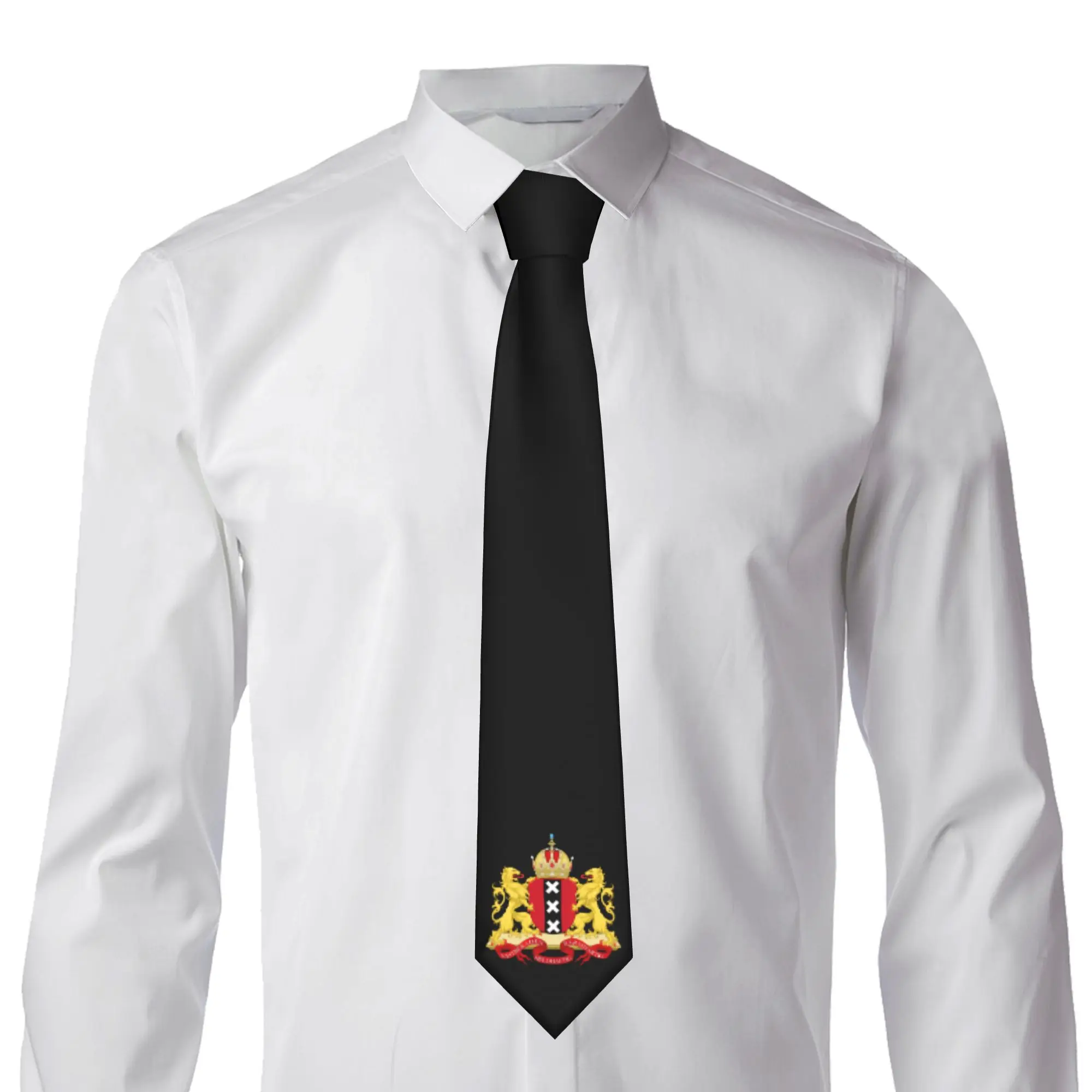 Coat Of Arms Of Amsterdam Neck Tie for Men Fashion Netherlands Dutch Proud Silk Wedding Neckties