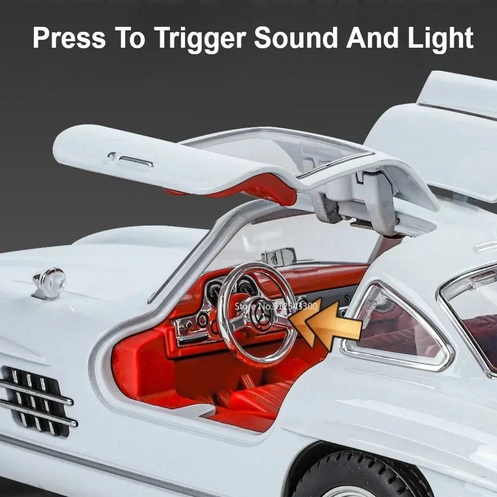 รถโมเดลของเล่น 1:24 300SL S400L พร้อมเสียงและไฟ เปิดประตูได้ ผลิตจากโลหะผสม ของเล่นสะสม ของขวัญสำหรับเด็ก