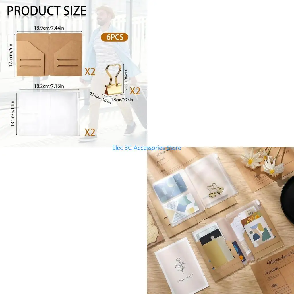 Y51A Practical 6 Piece Kraft Paper Refill Set For Notebooks And Office Supplies