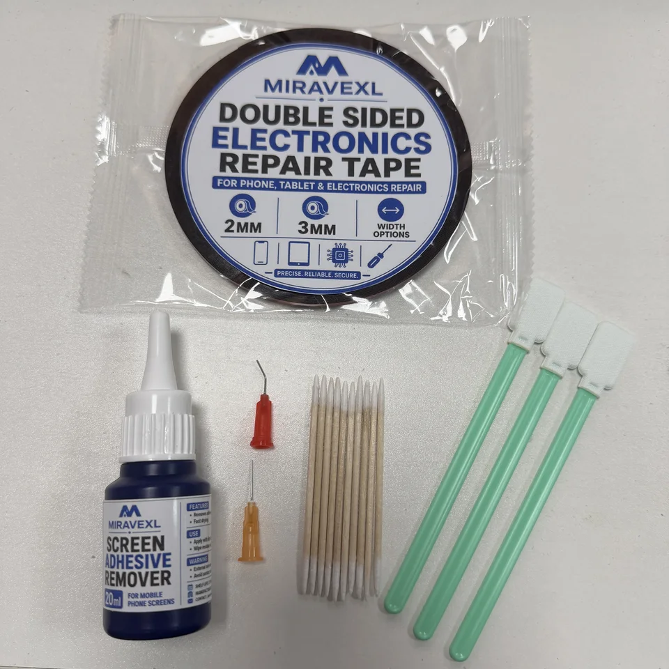 Kit de Reparación de Pantalla MIRAVEXL, Cinta Adhesiva de Doble Cara con Removedor de Pegamento y Pinzas, para Reparación DIY de Tablets, Laptops, Cámaras 6