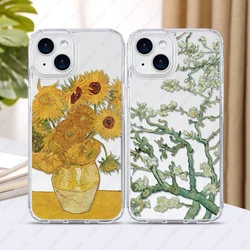 2 in 1 PC+TPU Protective Case For iPhone 16 Pro max 15 Plus 14 13 Shockproof Cover Van Gogh Art Flowers