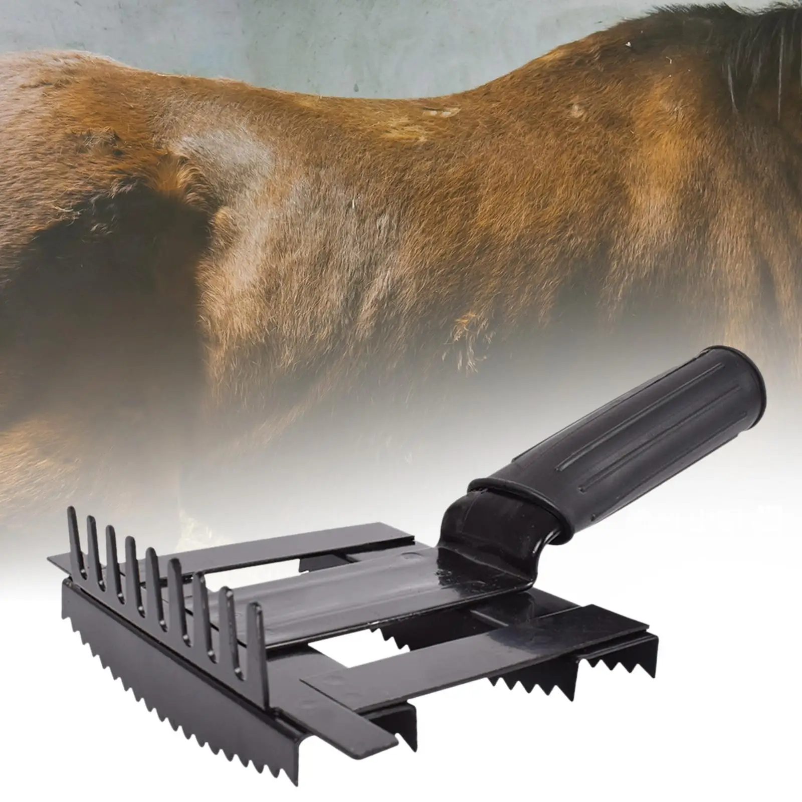 Sikat Penghilang Bulu Hewan Ternak Portabel Sikat Rambut Sapi Pegangan Nyaman dan Kokoh Alat Penghilang Bulu untuk Anjing, Sapi, Kambing, Kuda