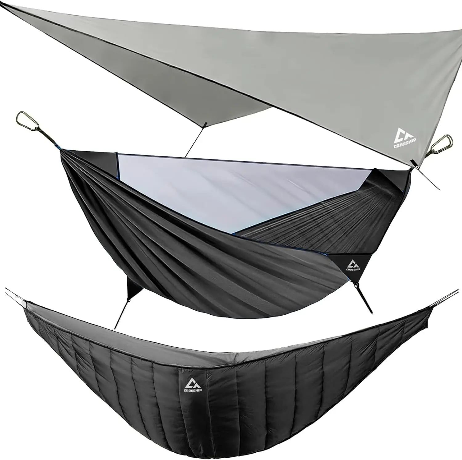 

2-Person Camping Hammock Set with Mosquito Net, Underquilt & Rain Fly Tarp for Hiking, Backpacking, Travel - 500lbs Capacity