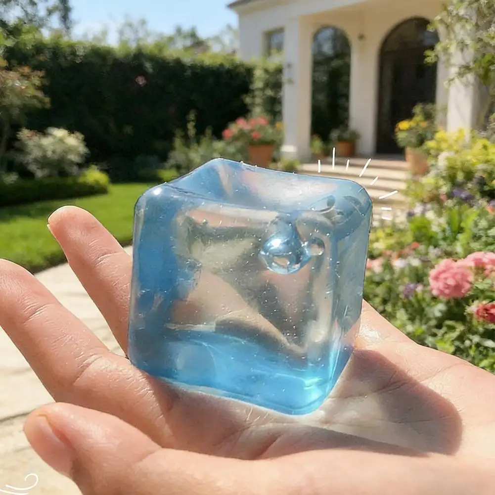 Ice Cube Shaped Fidget Toy Square Stress Relief Ball Squishy Squeeze Anxiety Stress Relief Sensory Adults Toys ﻿