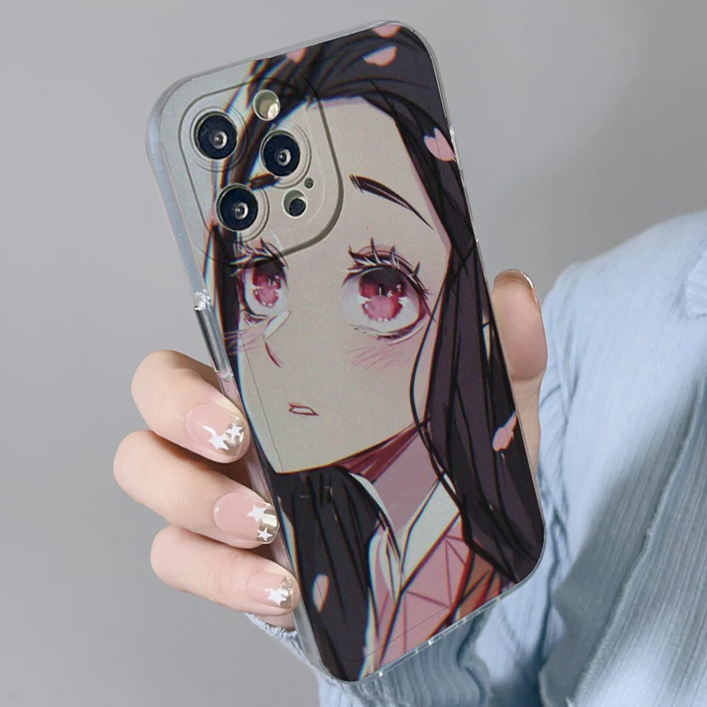 Nezuko Kamado Kimetsu No Yaiba Phone Case For IPhone 11 12 13 14 15 Plus Pro Max Anger Eyes Silicon Clear Soft Cover