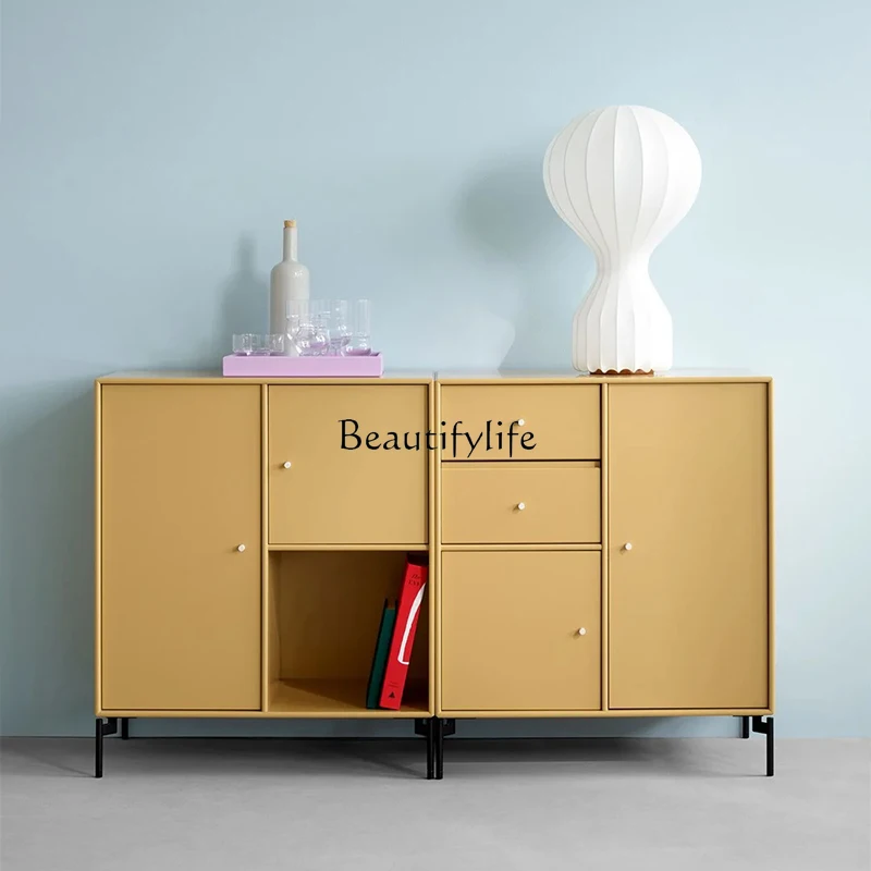 

04Simple modern storage side cabinet dopamine paint cabinet cream style