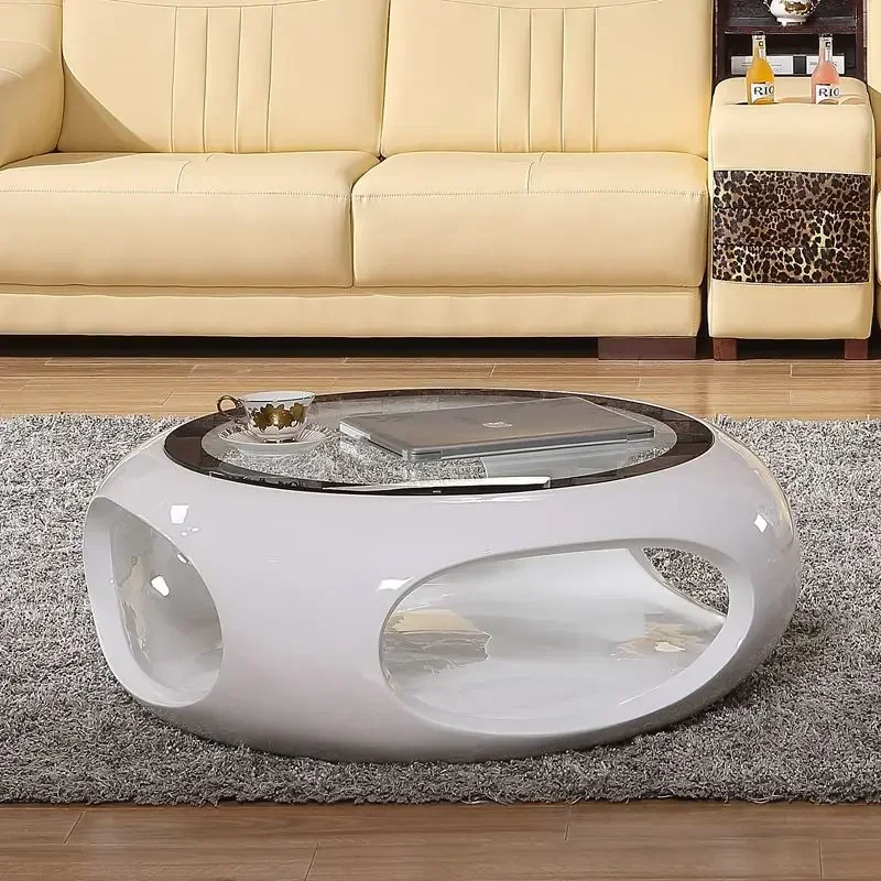 Simple Tempered Glass Coffee Table round Small Tea Table Modern Creative Personalized Living Room