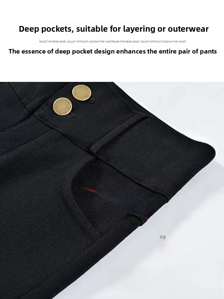 plus Size Fce Lined High Waist Bot Pants for plus Size Women Comfortable Casual Long Trousers Autumn Winter Bla Slim...