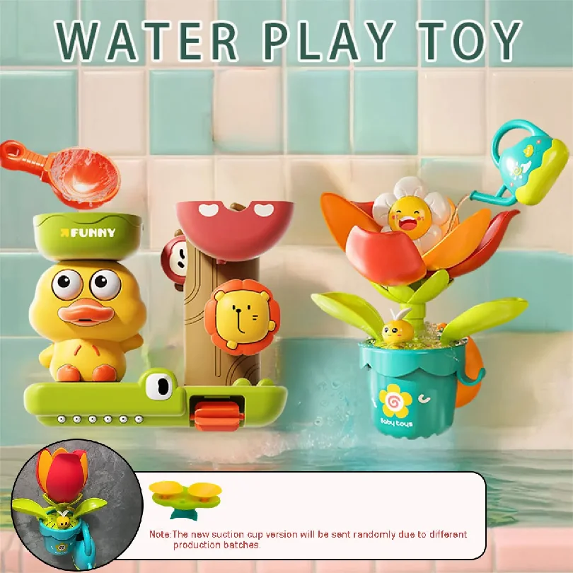 brinquedo-de-banho-para-bebes-em-forma-de-pato-flor-roda-d'Agua-de-leao-diversao-para-criancas-no-chuveiro-e-banheira-com-ventosa-presente-para-criancas