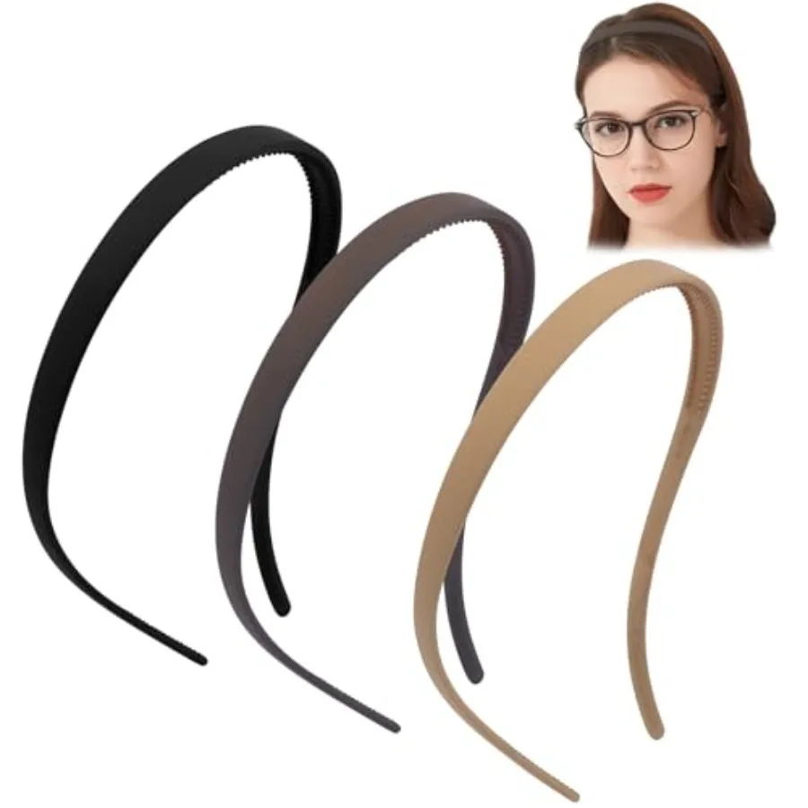 

Flex No Pressure Headbands for Glasses Wearers, Sunglasses Headband No Headache Comfortable Headbands Non Slip, Matte Plastic H