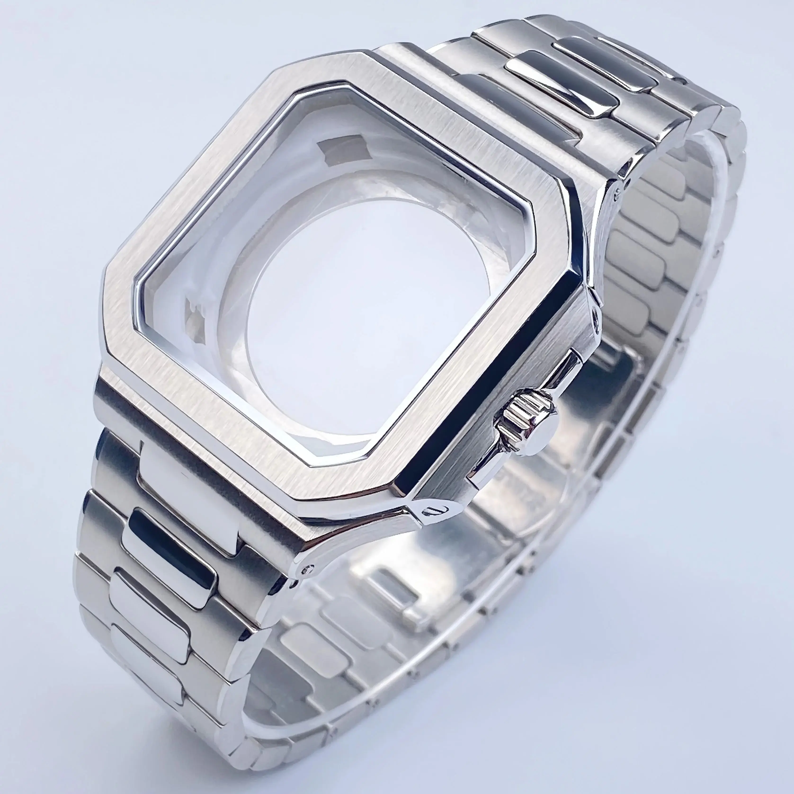 Квадратный корпус NH35 37,5 мм, нержавеющая сталь для PP CUBITUS, запасные части, подходят для NH35 NH36 NH70, калибр 29,5 мм, аксессуары для циферблата даты