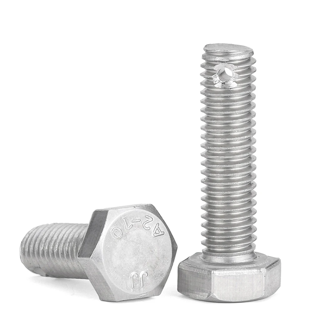 304 Stainless Steel Tail with Hole Outer Hexagonal Head Screw Perforated Tail Hole Drilled Bolt GB31.1 M8 M10 M12 M14 M16