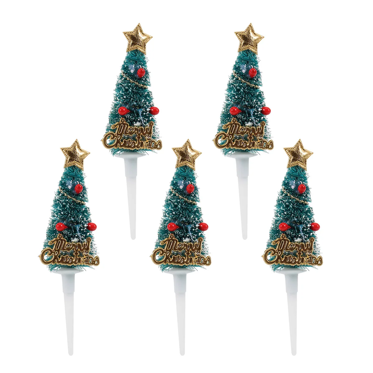 

5Pcs Cake Picks Christmas Tree Design Brighty Decorative Toppers for Party Cake Decoration Supplies Fruit Appetizer Skewers