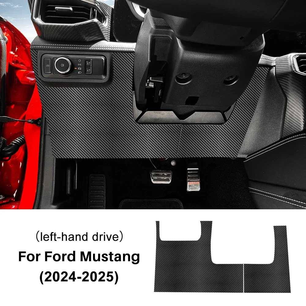 

Carbon Fiber Pattern Driver Anti-Kick Pad For Ford Mustang GT 2024 2025 LHD RHD Car Suede Leather Protect Sticker Accessories
