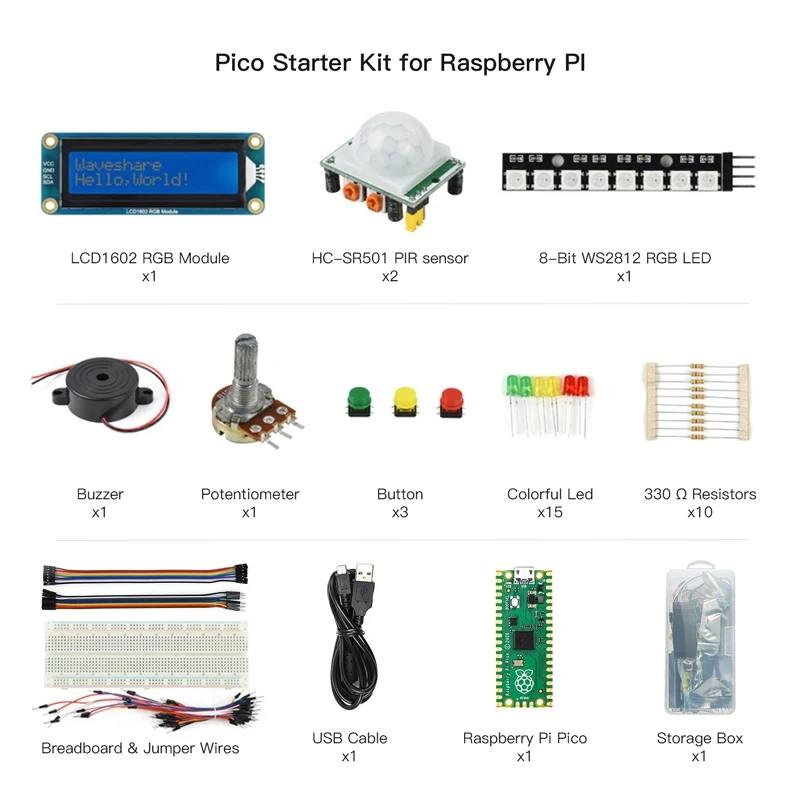 Raspberry Pi Pico Starter Kit,DIY Programming School Basic Kit,with 25 Detailed Tutorial and moudle,,with LED Buzzer