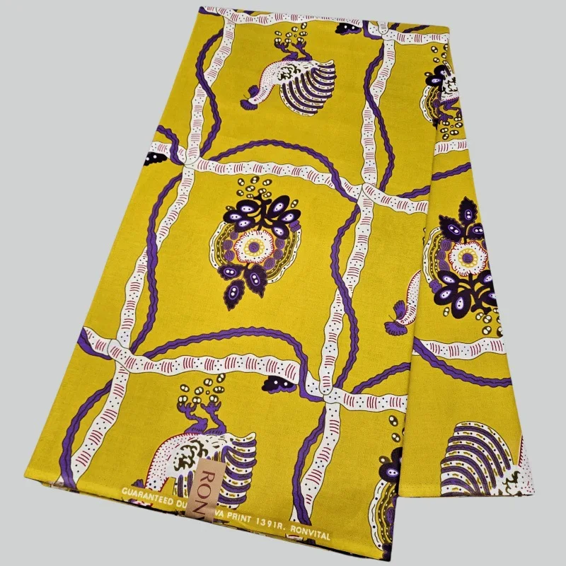 

46 дюймов * 6 ярдов в африканском стиле с птицами и цветочным принтом, хлопковая восковая ткань в стиле батик для шитья одежды, брюк, наволочки R230