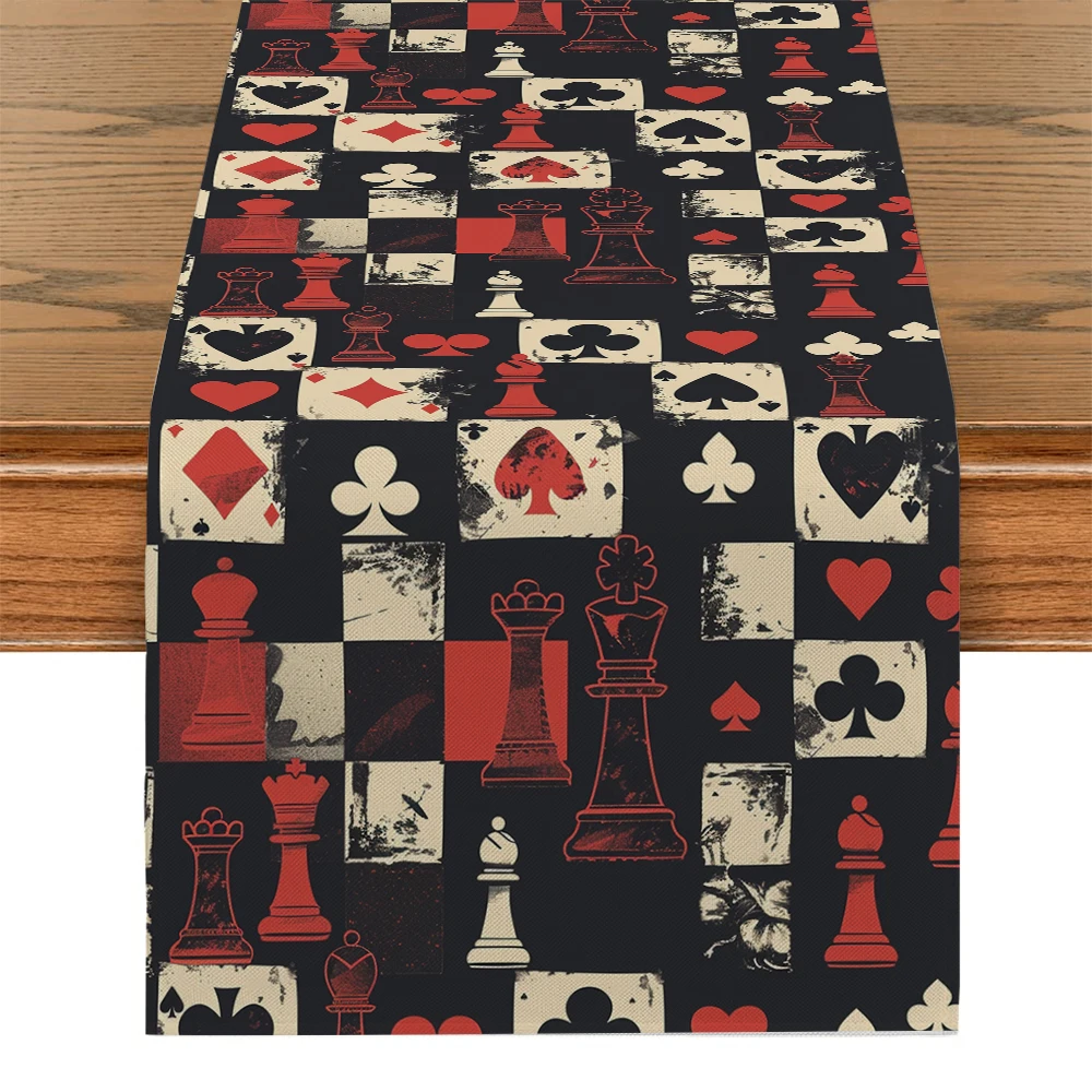 Poker Las Vegas Style Table Game Chess Kitchen Dining  Table Decoration for Indoor Outdoor Home Table Runners