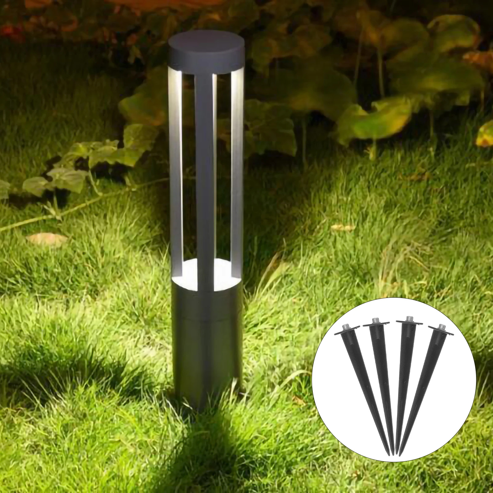 

4pcs Ground Inserted Rods For Solar Lights Outdoor Garden Sturdy Die-Cast Aluminum Lamp Poles Multifunctional Light Accessory