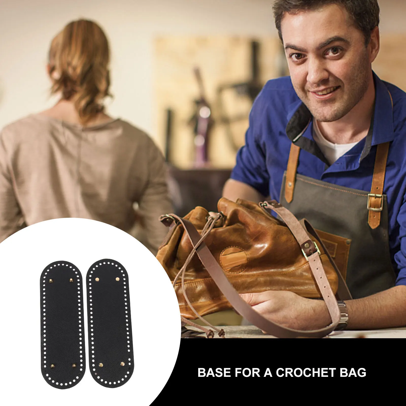 

2Pcs 30x10cm Woven Bag Bottom Shaping Oblong Blank Bottom Base DIY Crochet Handbag PU Bottoms Weaving Supplies