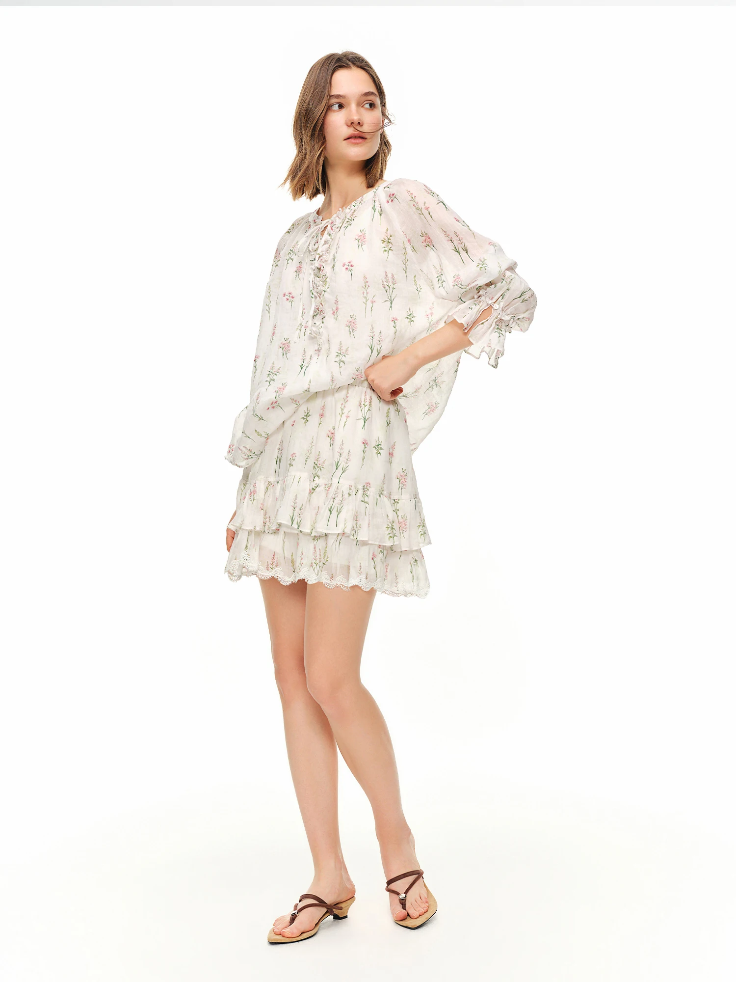 DUSHU 【Breathable Series】Summer Women's Linen Shirt Skirt Set Relaxed Fit Effortless Style Vacation Summer Getaways