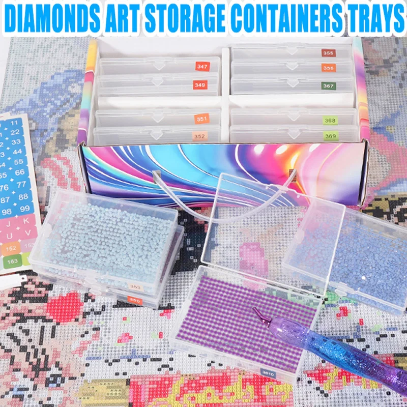 12/24/48/60pcs Diamond Art Storage Container Tray And Stand Diamond Painting Accessories Storage Diamond Painting Tray with Lids