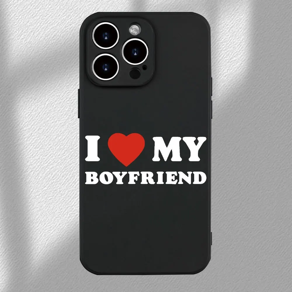 

Love My Boyfriend Text Design Phone Case Suitable for iPhone 16 15 14 13 12 11 Pro/Max/Plus Shockproof Soft Case