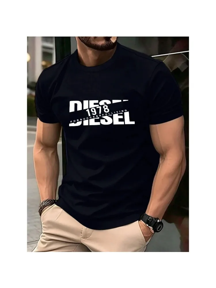 Herren-T-Shirt mit Rundhalsausschnitt und kurzen Ärmeln, Retro-Diesel-1978-Print mit geteiltem Schriftzug, weiches und bequemes T-Shirt – Detail 14