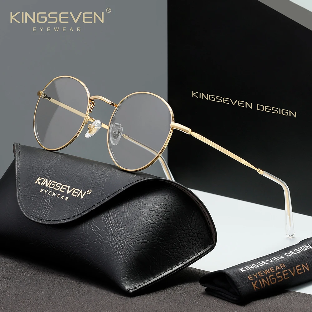 KINGSEVEN Blaulichtfilter-Brille mit rundem Rahmen für Damen und Herren, ohne Stärke, Blaulichtfilter-Brillengläser