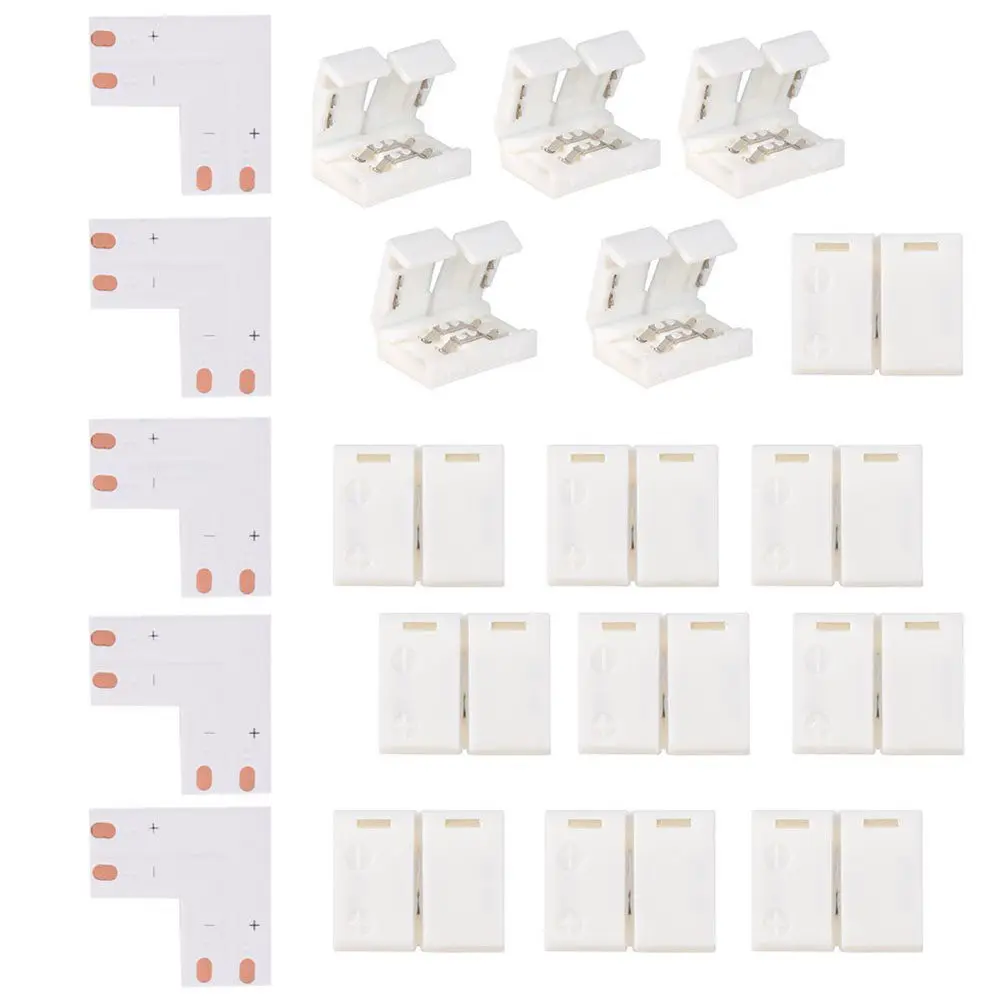 5Pcs 8Mm Pcb Adapter for 3528 LED Strip Quick Connect Tool Free Solderless Corner Joiner Compatible with Single Color