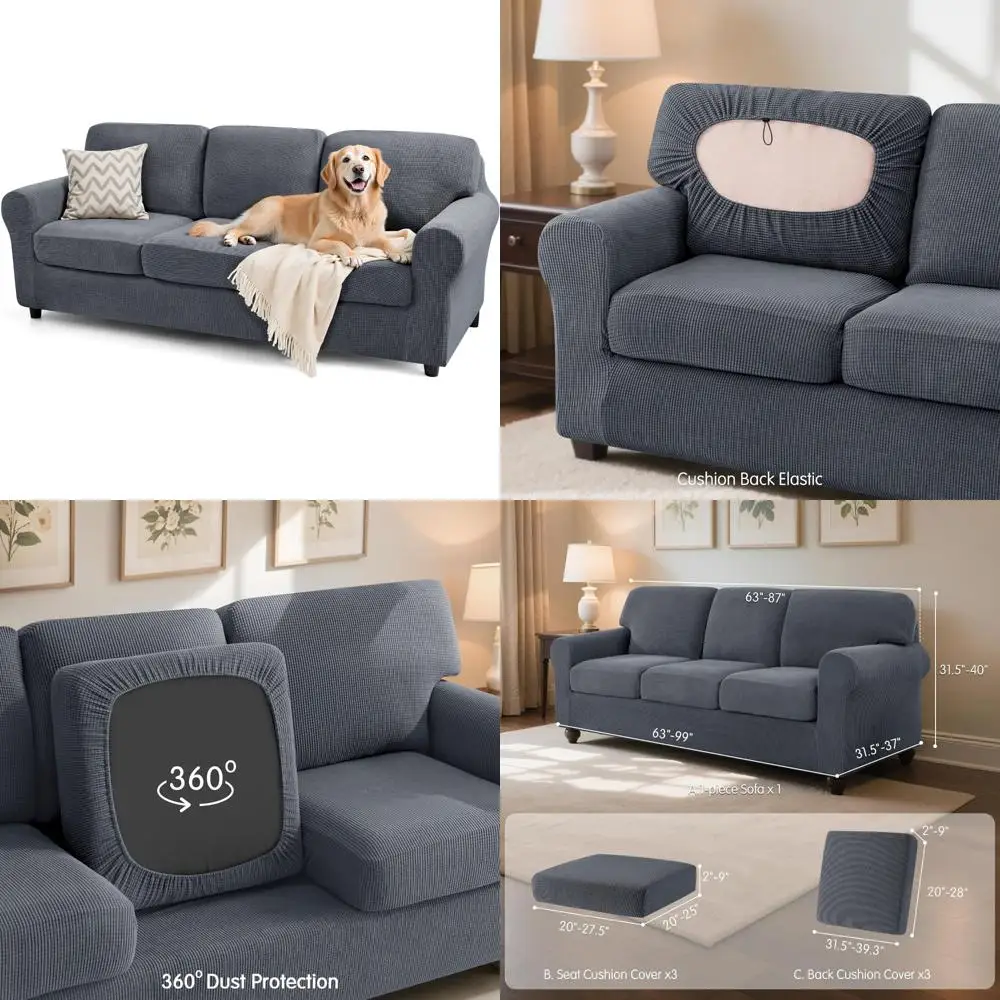 

Набор эластичных чехлов для дивана — чехол для дивана из 7 предметов со спинкой и защитой подушек для наддувной мебели