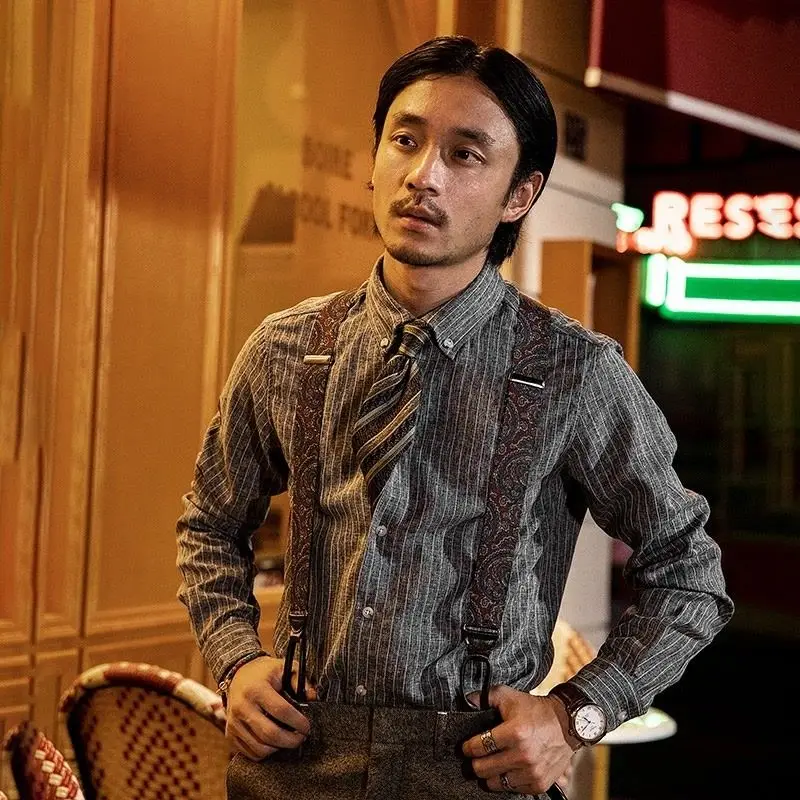 Fashion 2026 British Style Yuppie Men's Retro Striped High-end Business Casual Suit Shirt Non-ironing Long Sleeve Shirt for Men