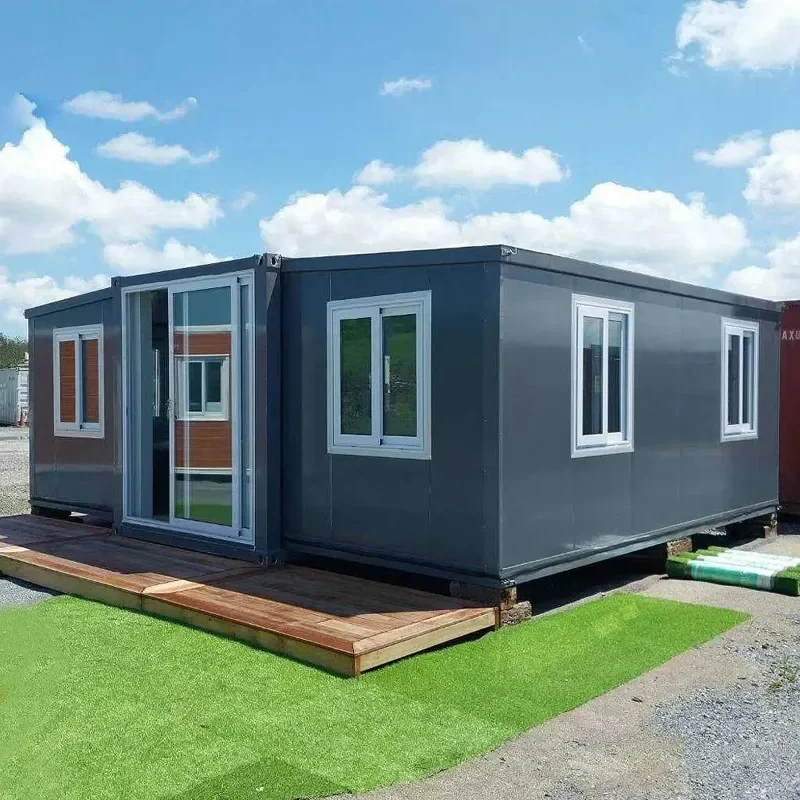 Luxury 20ft Prefabricated Houses with Kitchen Bathroom Black Container House with 1 2 3 Bedroom