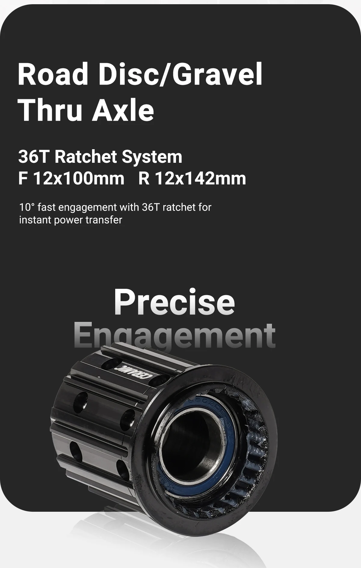 RD13/RD13M/RD17/RD23/RD34-Center Thru Hub Freebody-Nabenkomponenten – Stahl/Keramik – HG/XDR – Detail 6