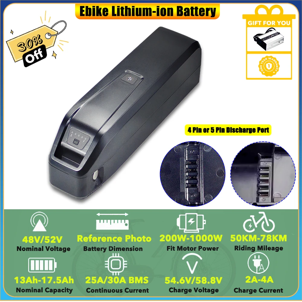 

Замена электрического велосипеда Movcan V60, 48 В, 13 Ач, 15 Ач, 17,5 Ач, литий-ионный аккумулятор HL с нижней трубкой для Jasion RetroVolt Ebike