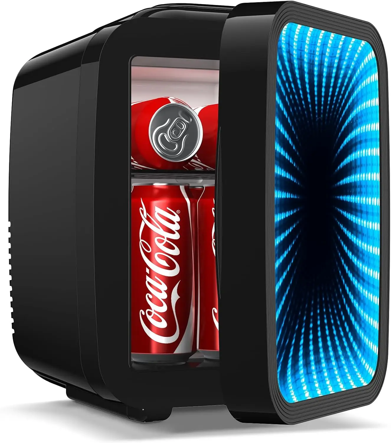 Minigeladeira 4L com luz LED de 6 cores, fria e quente para quarto, escritório, carro, refrigerador termoelétrico portátil de 6 latas, preto