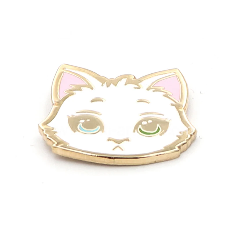 Producer Cartoon White Lovely Cat Cute Animal Design Lapel Pins Wholesale Manufacturer Hard Enamel High Quality Badge No MOQ