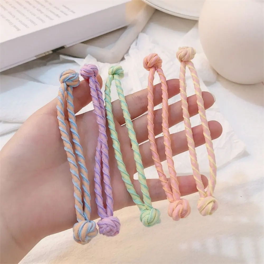 Fashion Large Chinese Knot Hair Rope For Girls Candy Color Printing Hair Ties Cute High Elastic Rubber Band Horsetail Headdress