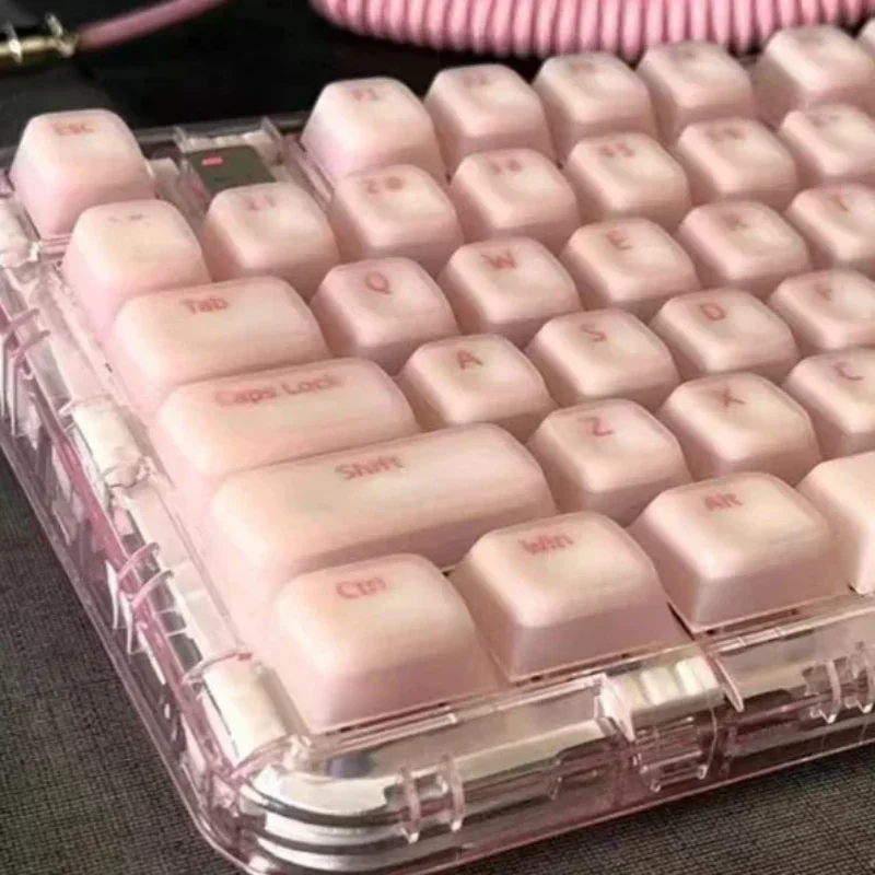 

Silicone keycaps silent light transmission soft powder dopamine color scheme original PBT height