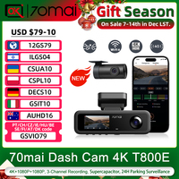 70mai T800E 3-Channel Dash Camera 2160P Dual 4K Triple View HDR Supercapacitor GPS WiFi 6 70mai t800e Car Dvr voice control