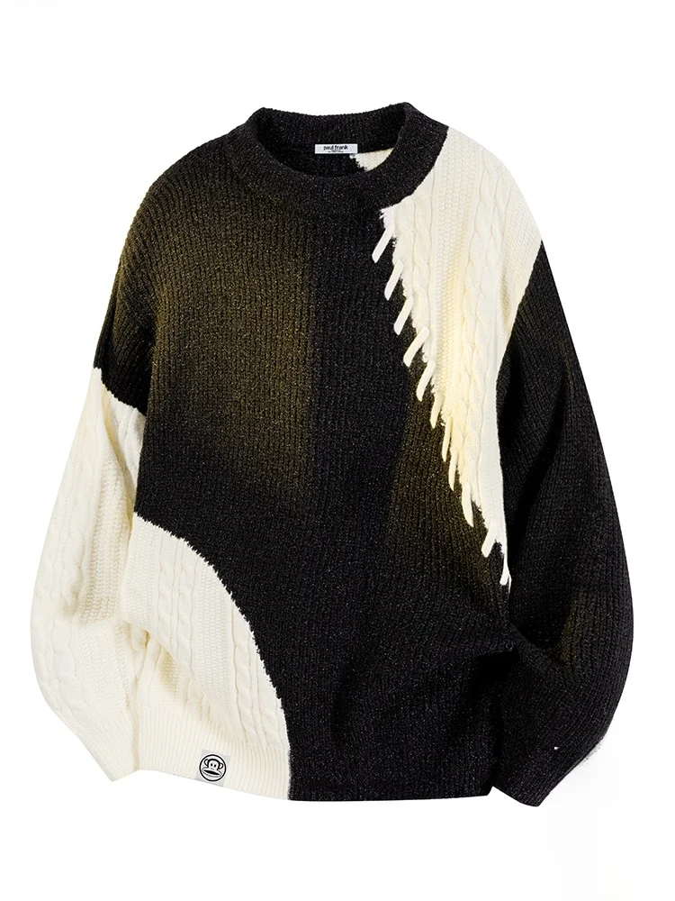 

PaulFrank Men's Loose Fit Color Blo Design round Ne Knit Sweater Casual Sle Autumn New Arrival Comfortable Polyester Blend