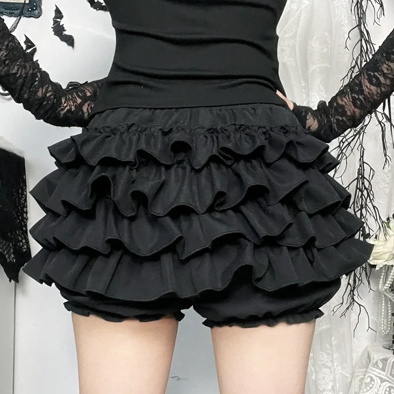 2025 New Vintage Gothic Cake Shorts Women Y2k E-girl Harajuku Punk Cross Pendant Culottes Aesthetic Fairycore Cute Kawaii Shorts